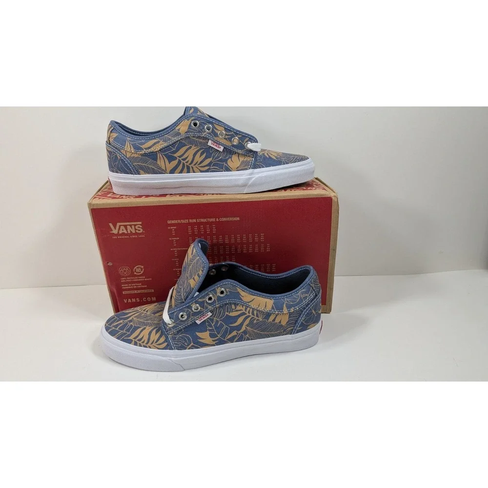 VANS Mens Chukka Low (Leaves) Blue Twill Skateboard Sneakers Shoes Size 10.5
